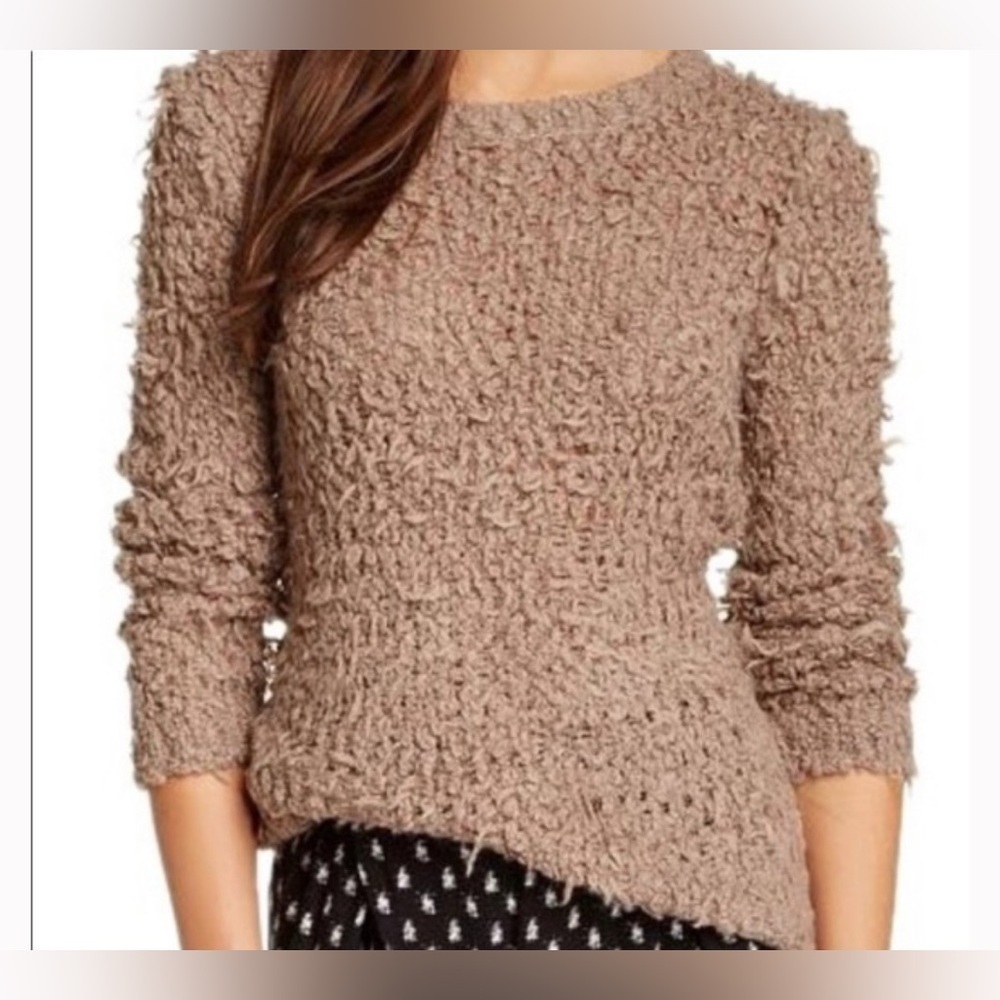 Free people September song shaggy taupe brown tan popcorn sweater fuzzy